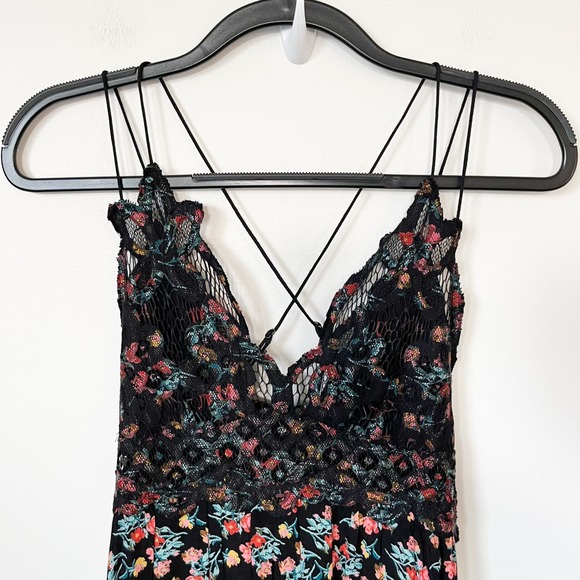 NWT Free People Adella Slip Mini Dress Floral Small Black - Picture 8 of 16